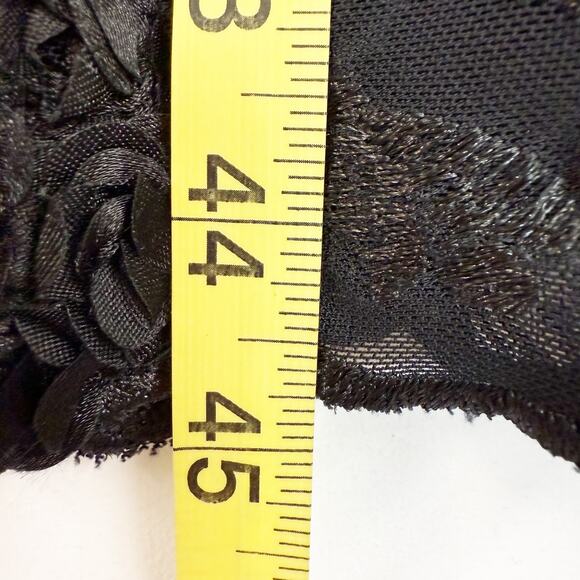 Aqua Long Sleeve Embroidered 3D Floral Applique Dress Black Sheath Women's 12 - Picture 14 of 14